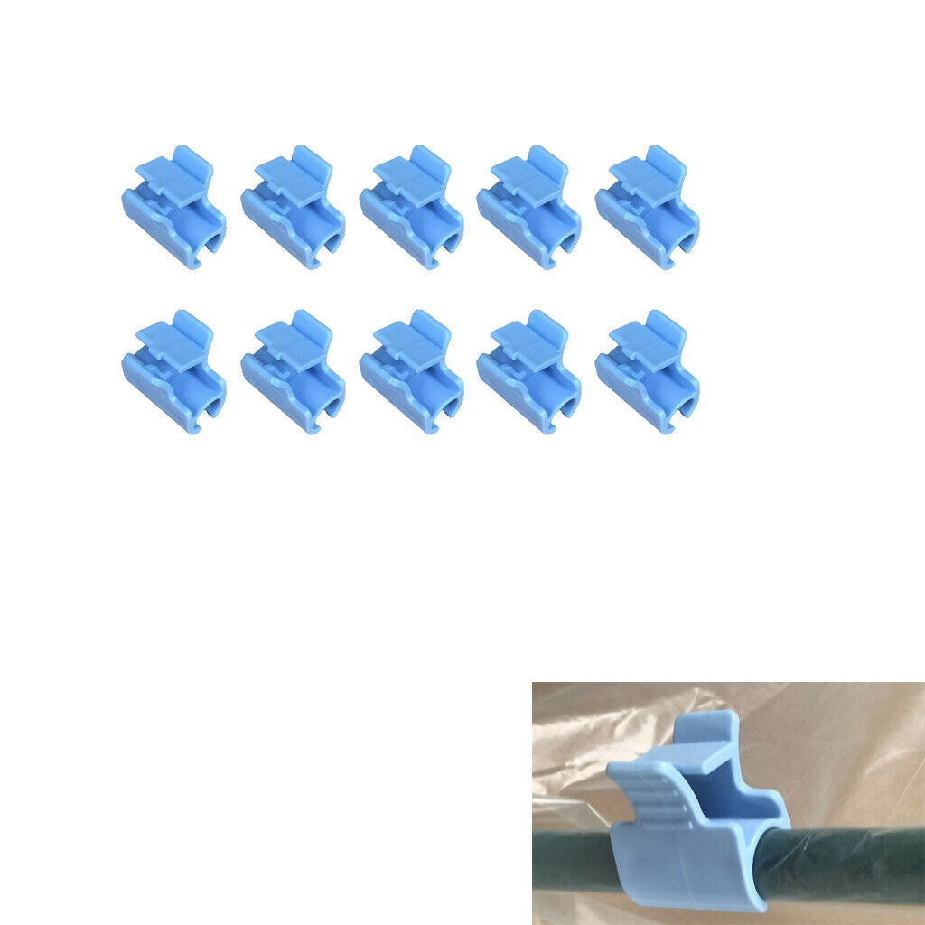 10Pcs Pipe Clamps for Fixing Greenhouse Film Row Cover Netting Blue