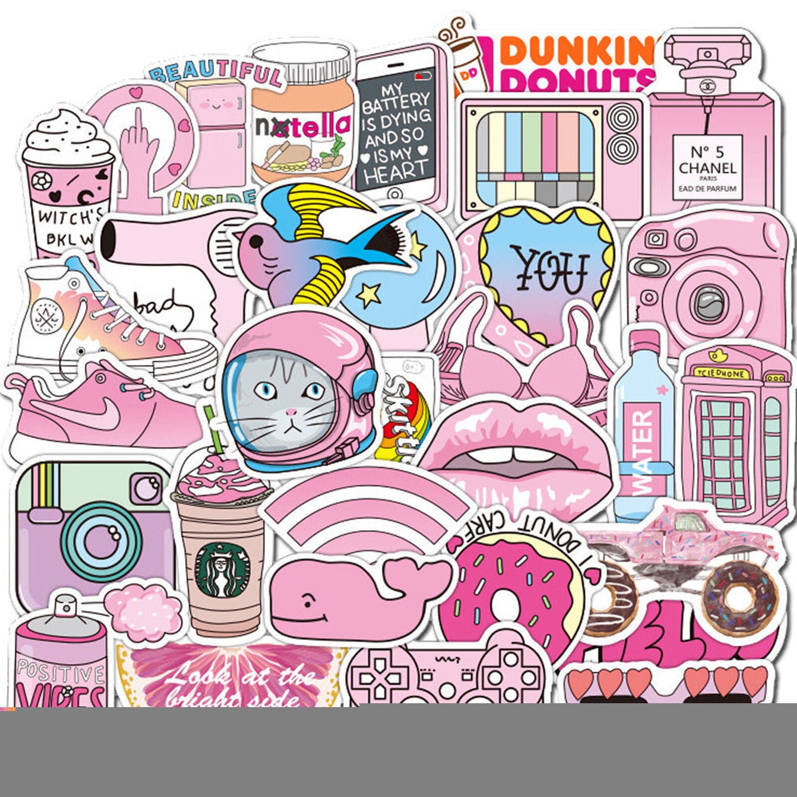 50Pcs Cartoon Skateboard Stickers Motorcycle Car Laptop Luggage Decals For Girls