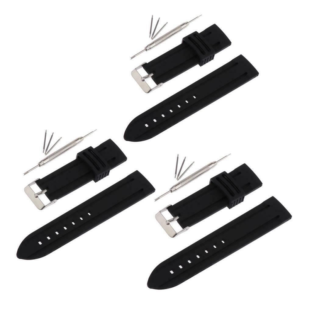Fashion Durable Soft Silicone Sport Diver Watch Strap Wrist 20/22/24mm Black