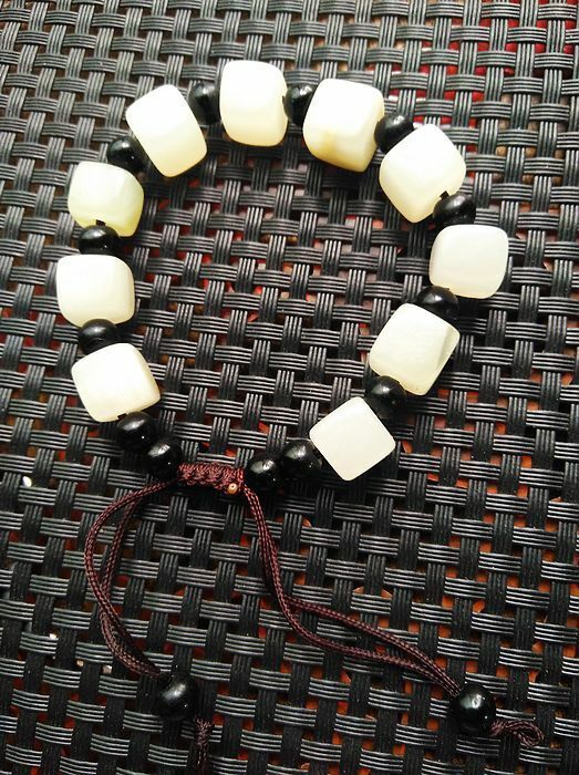 5pcs  Natural jadeite white jade hand-knitted retractable bracelet A+