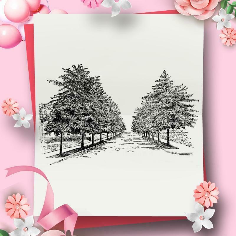 Road Tree DIY Silicone Clear Stamp Cling Seal Scrapbook Embossing Album Craft