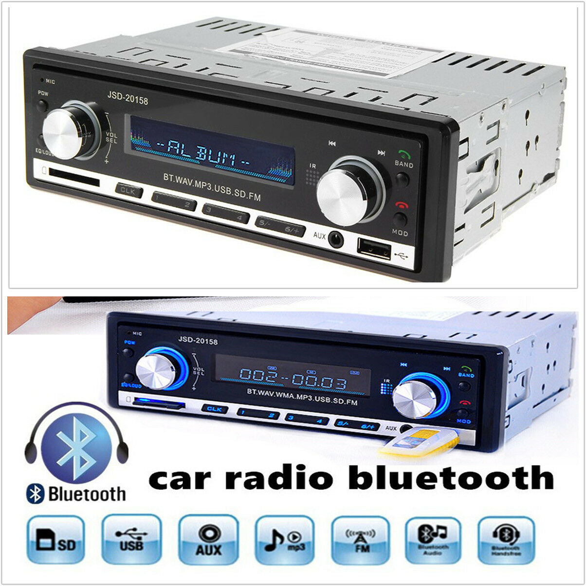 HOT  BTCD USB MP3 FM Radio In Dash Receiver Din AUX Car Stereo Player