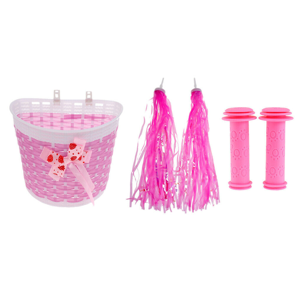 Girls Bicycle Streamers Handlebar Grips Tassels Front Basket Accessories