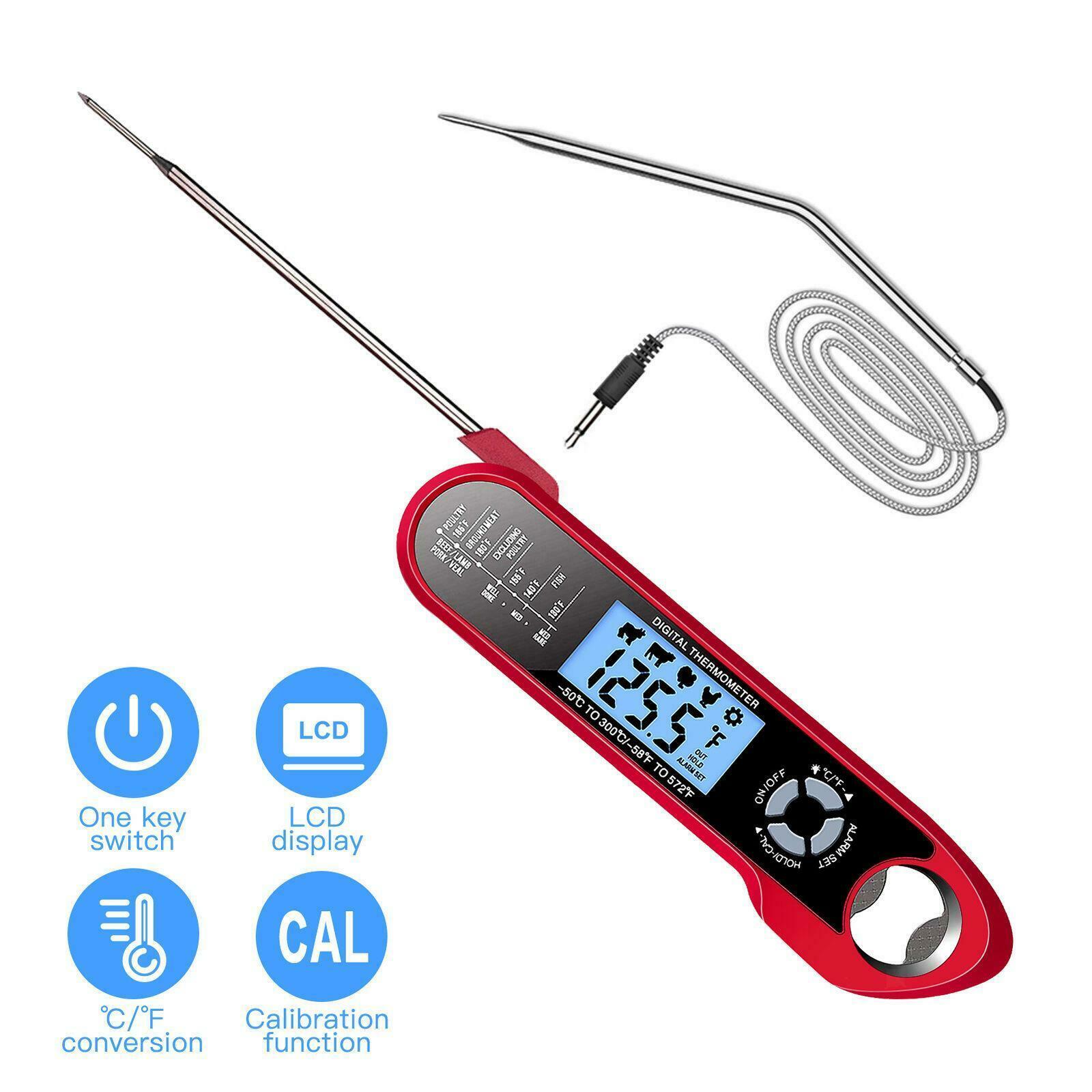 Meat Thermometer Instant Read with Foldable Dual Probes Oven Safe for Turkey