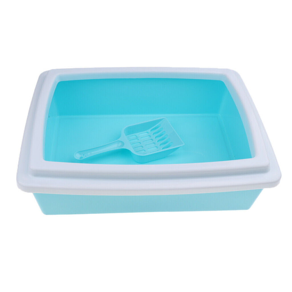 Rectangle Pet Cat Litter Box Kitty Toilet Seat Cat Toilet Cat Supplies Blue