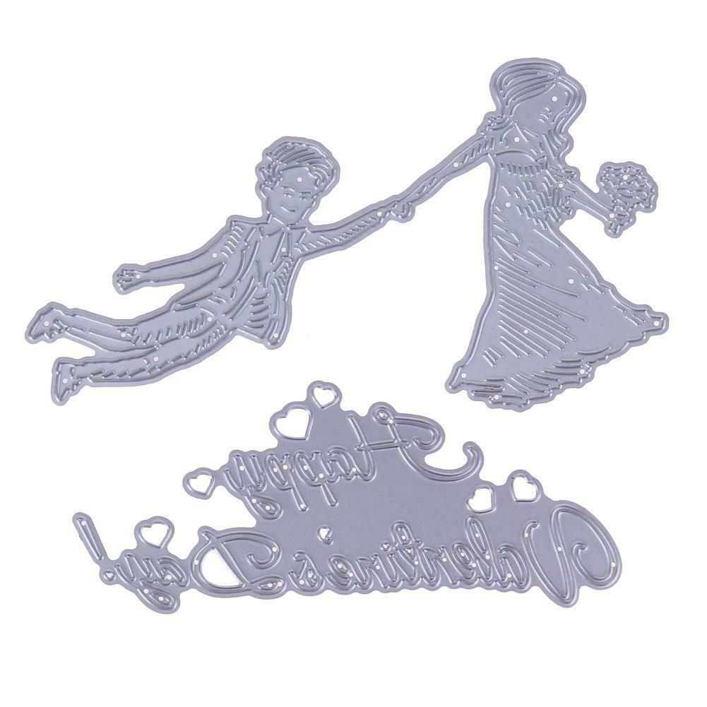 2pcs Cutting Dies Happy Valentine DIY Photo Album Scrapbook Emboss Stencils @