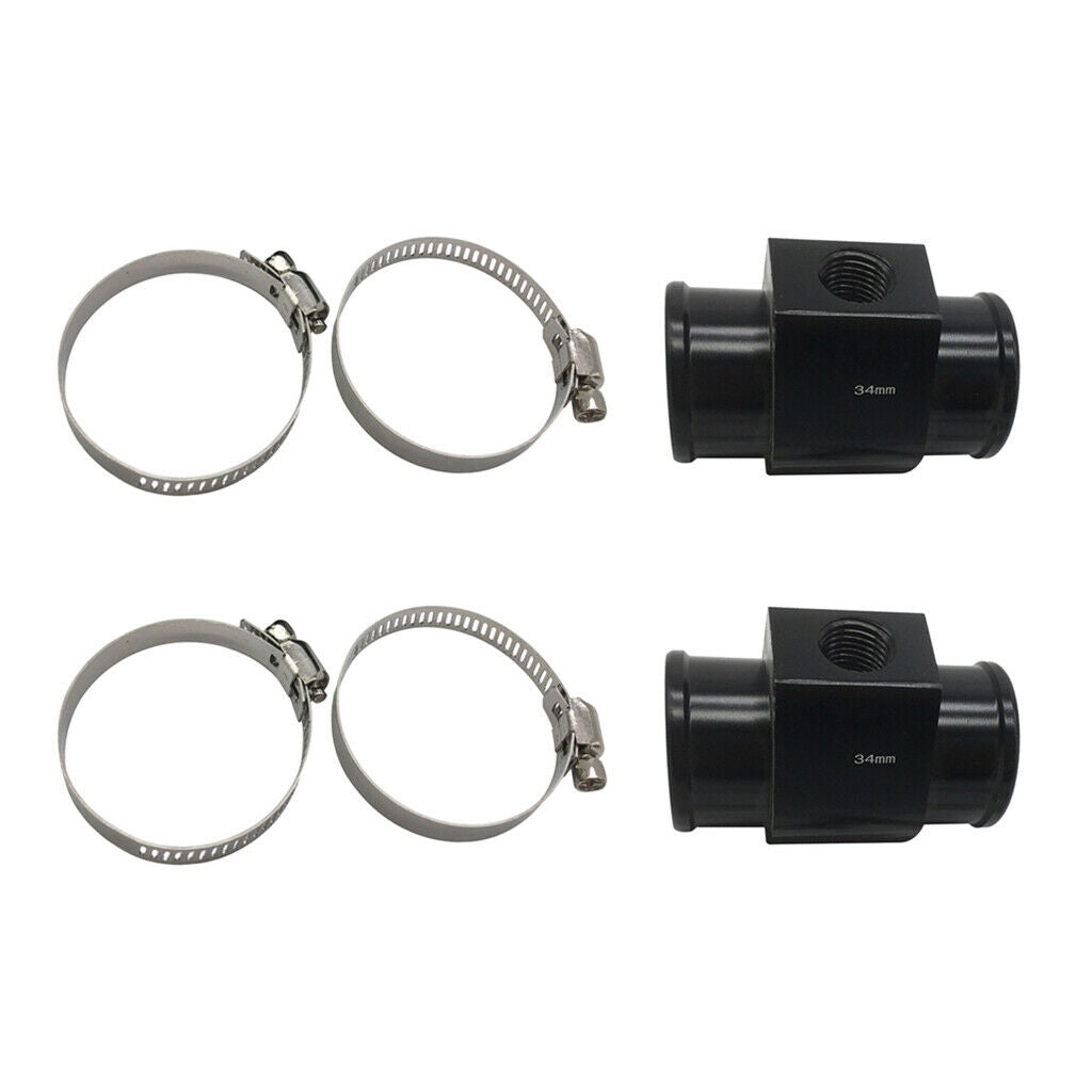 2 Set Universal Water Hose Coolant Temperature Sensor Adapter Set w/ Clamp
