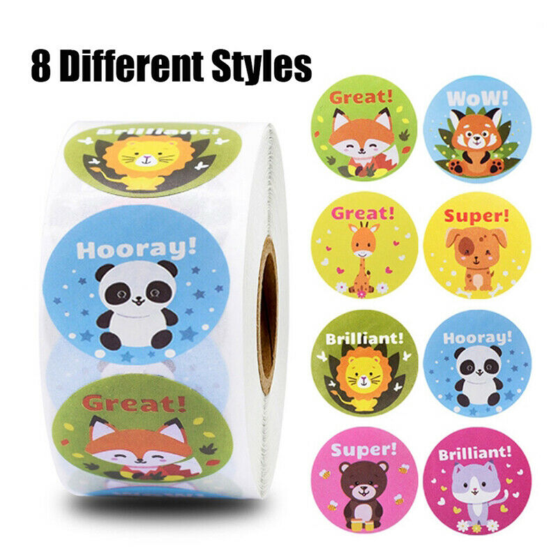500pcs Teacher Reward Stickers Cute Animal Stickers School Motivational S.l8
