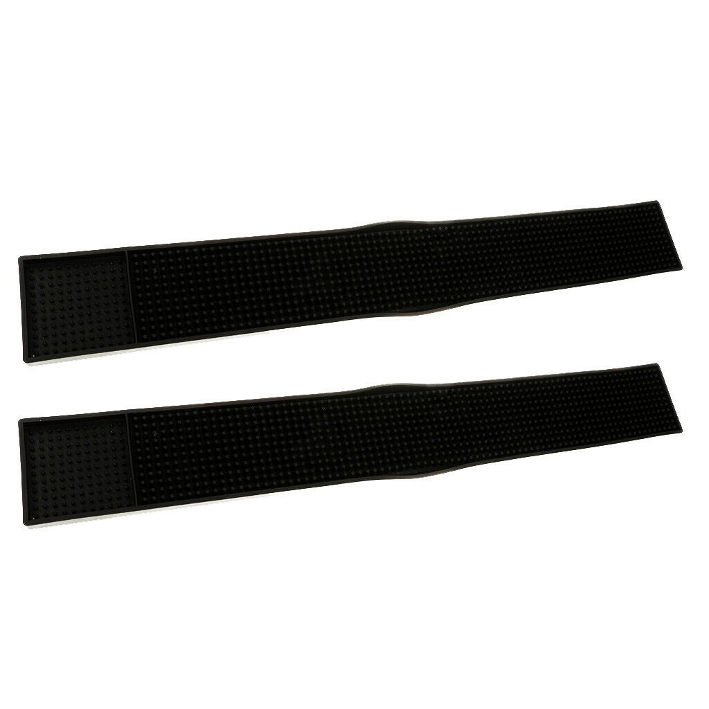 2x Rubber Bar Service Mat Water Proof Bar Mat Cocktail Cup Coaster Tool 8x58CM
