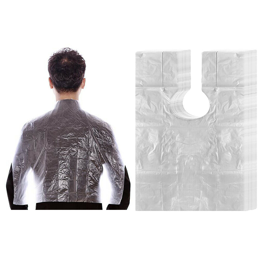 100Pcs Disposable Hairdressing Capes Barber Home Shawls Apron w/ 4Pcs Hair Clips
