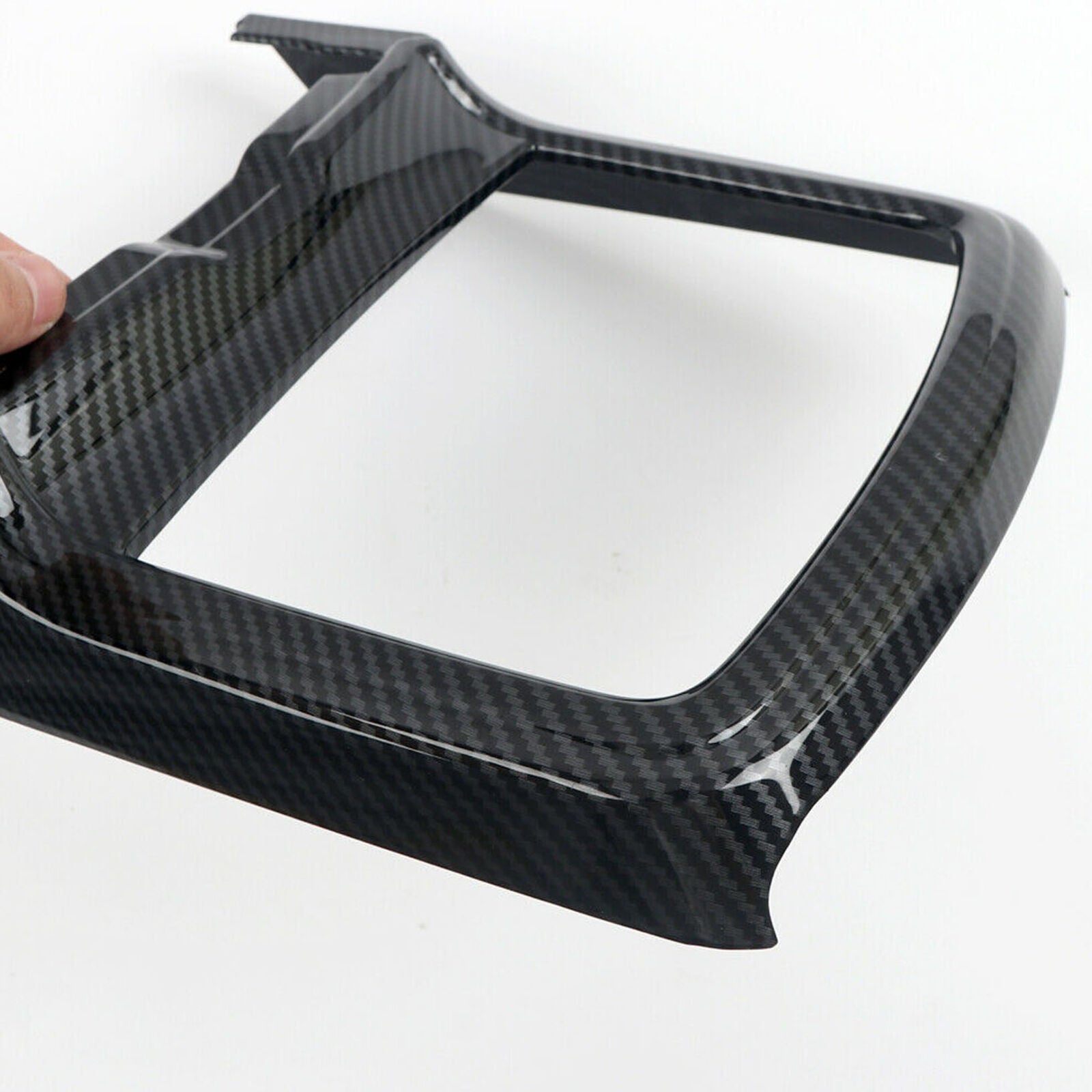 Carbon Fiber Black Front Water Cup Holder Frame Trim For Dodge Charger 2015-2020