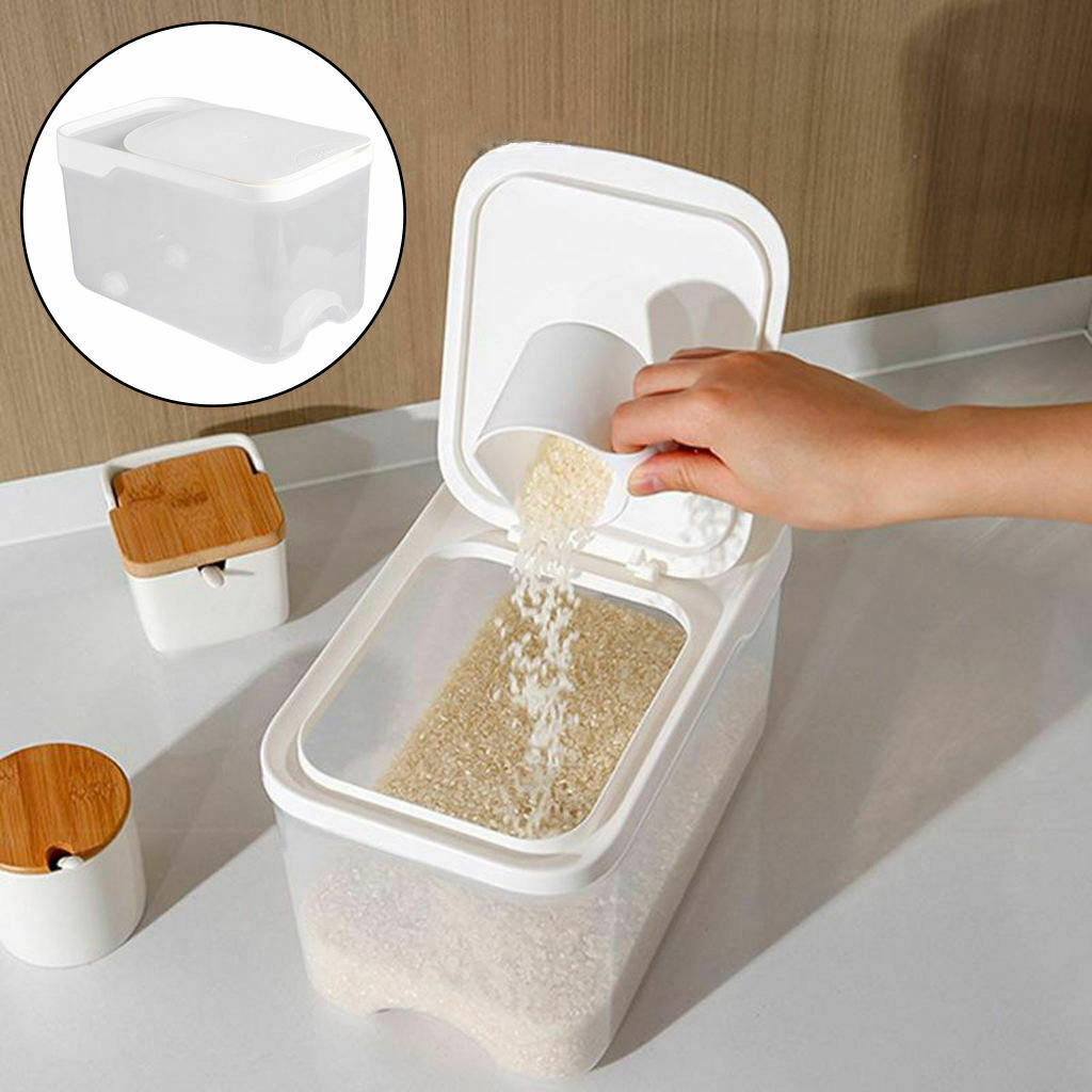 Rice Container Cereal Dispenser Food Box Bin Airtight Moisture-proof White