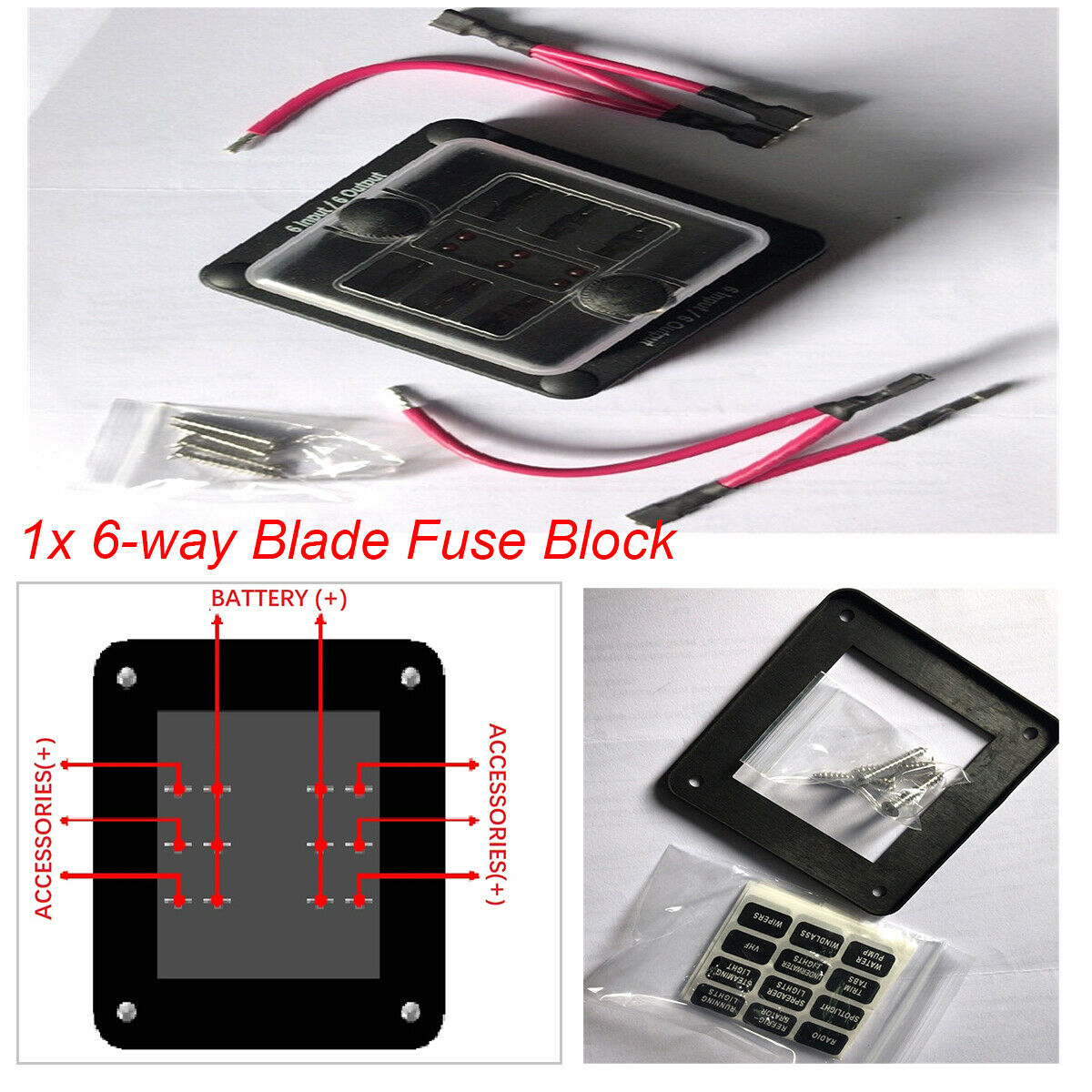 1PCS 6-way Universal Car Ship Circuit Blade Type Fuse Box Holder LED Indicator