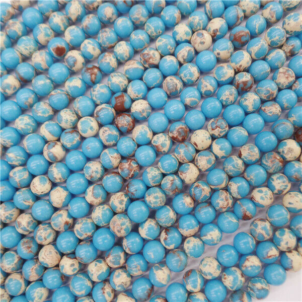 1 Strand 10mm Blue Sea Sediment Jasper Round Ball Loose Beads 15.5inch HH9072