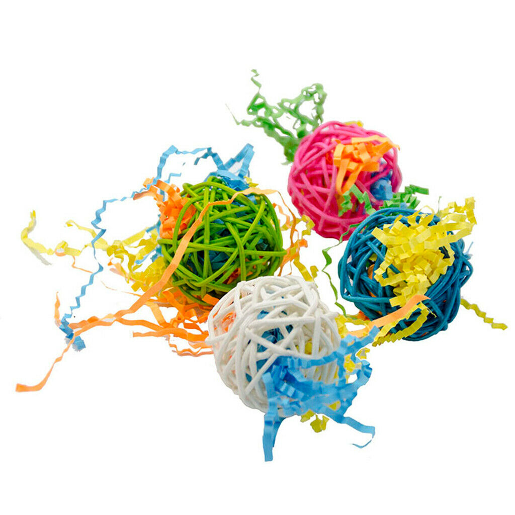 10pcs Colorful Rattan Ball Hanging Small Durable Portative Ball for Bird Parrot