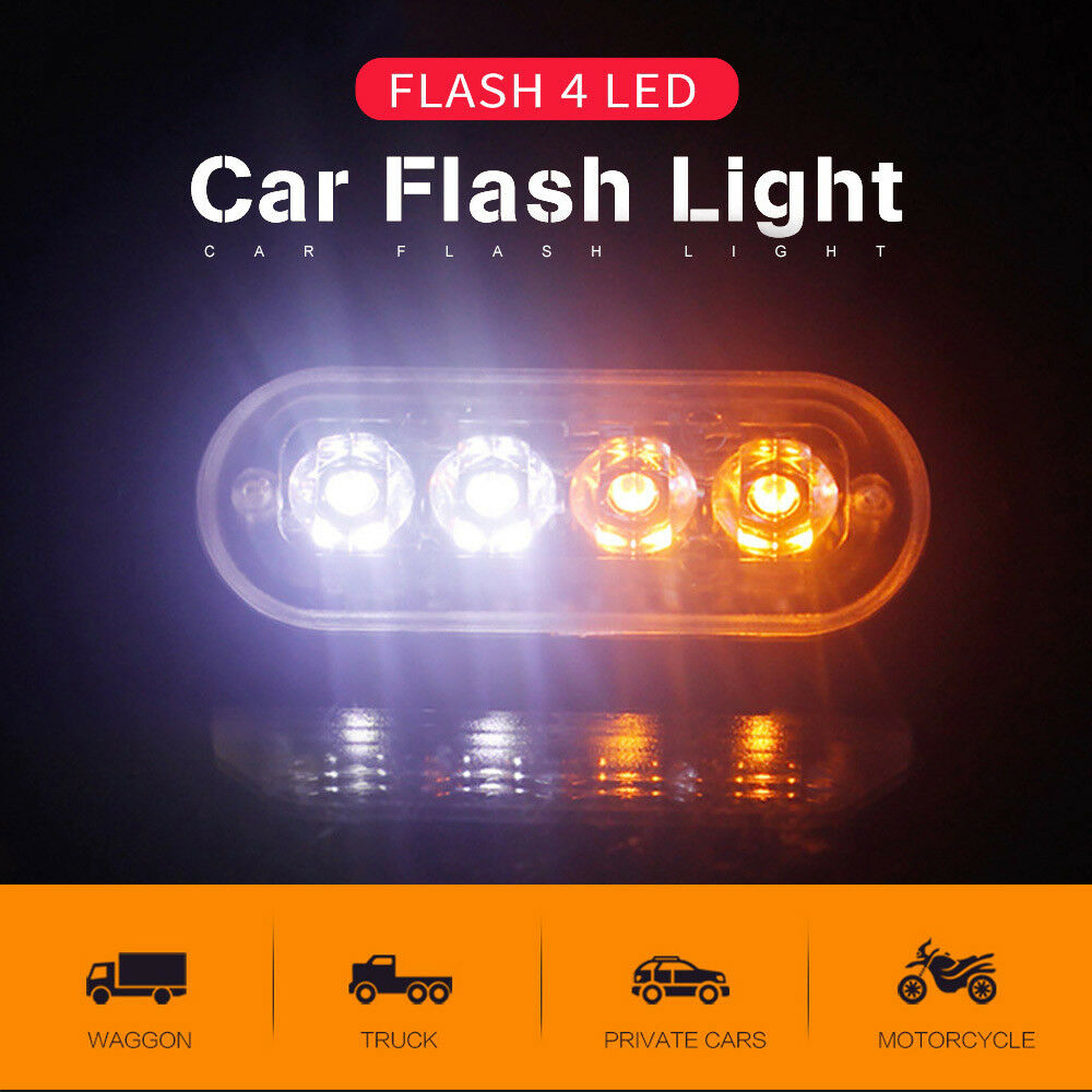 1pc 4LED 12W Car Truck Motorbike Dual Color Strobe Flash Emergency Light Bar #ur