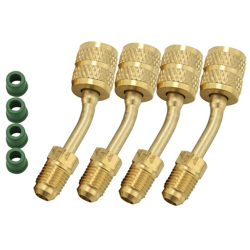4 Pack R410A Adapter Charging Vacuum Port Adapter Brass Converter with ThimbleU7