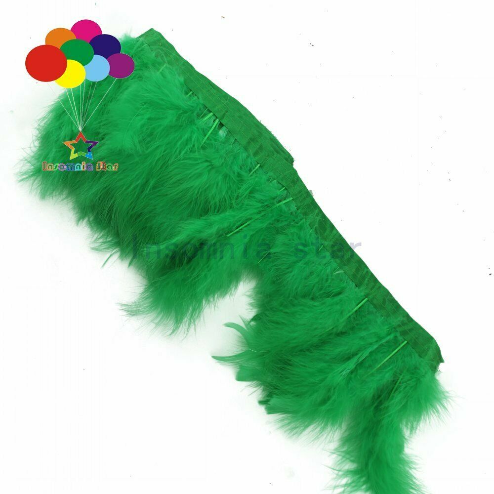 6-7" Grass green Marbou feather fringe trim turkey trims for sewing Crafts 2M