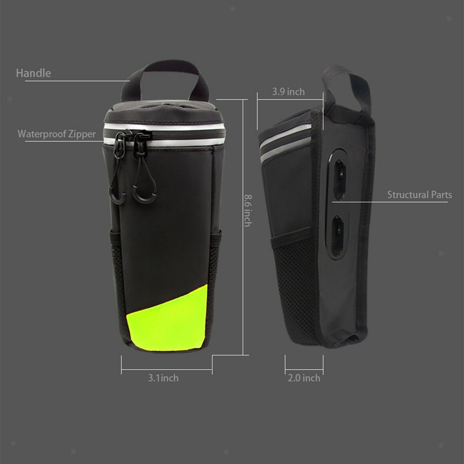 2X Bike Carry Handlebar Bag Cycling Pannier Bag with Magnetic green