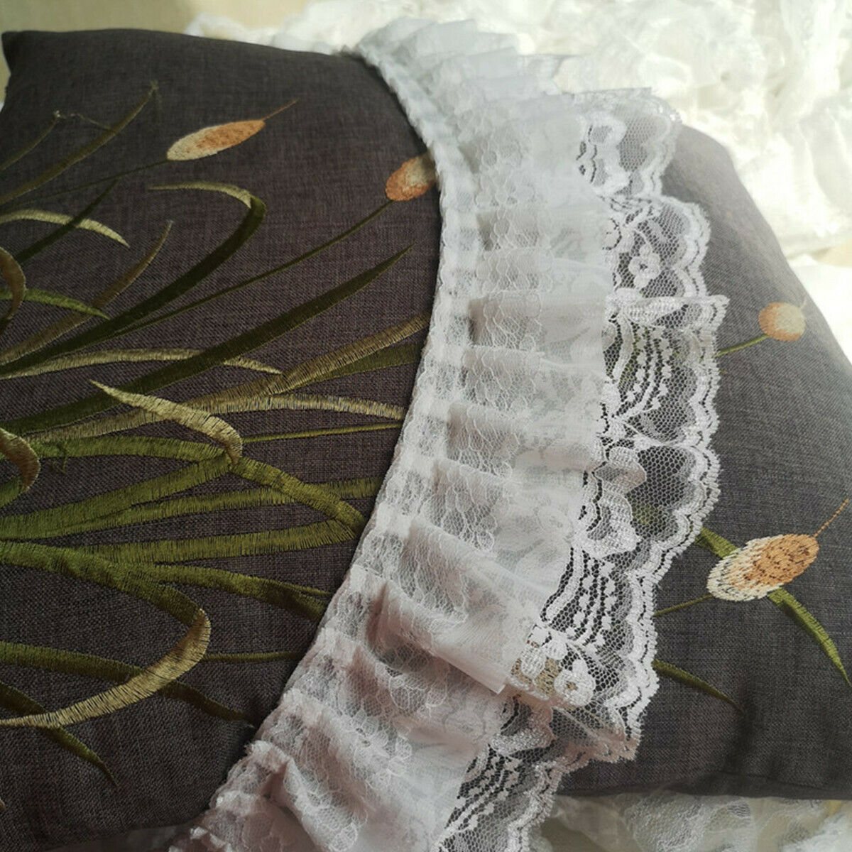 3Layer Lace Fabric Trims Pleated Frill Sewing Ruffle Edging Ribbon  3.94'' Width