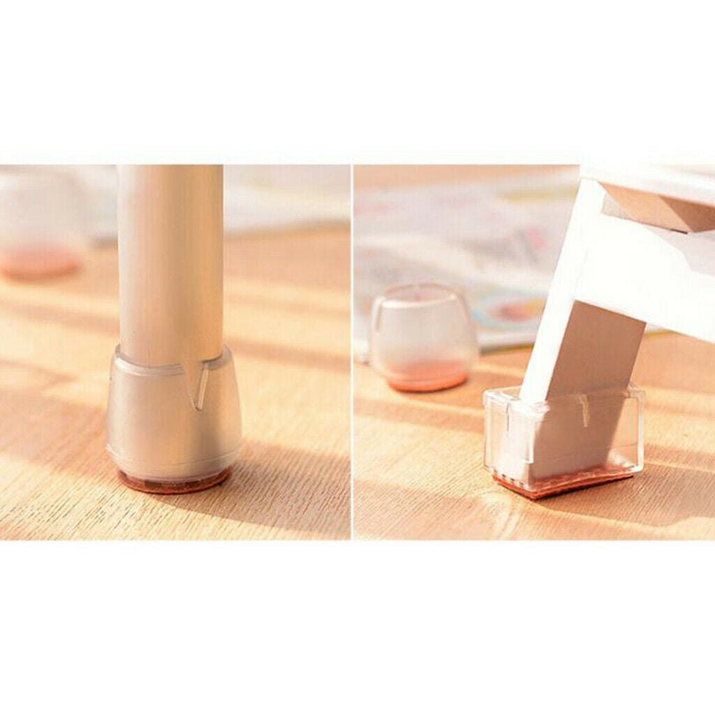20 Pieces Rectangle Chair Leg Caps  Protectors Clear Silicone