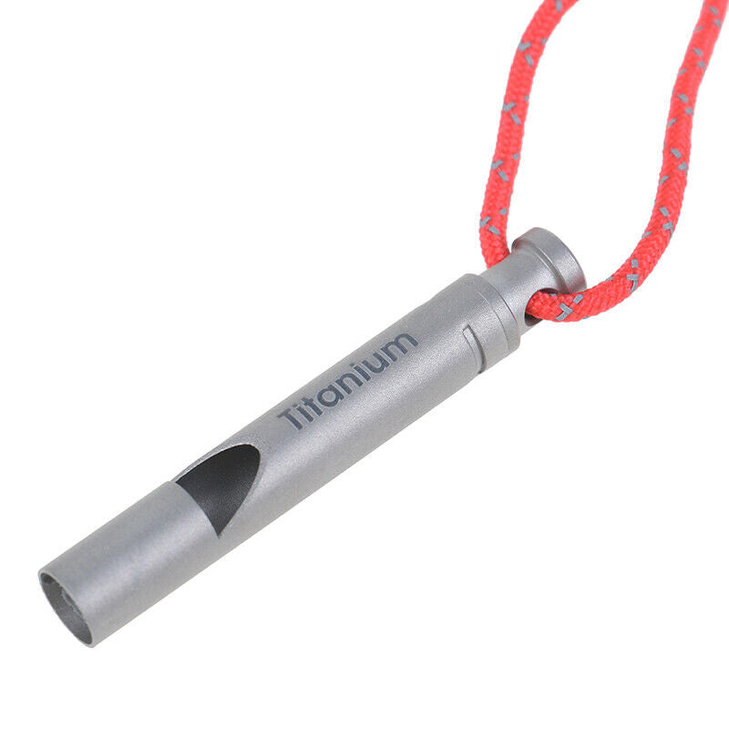 1pc Ultralight Titanium Whistle with Cord Portable Emergency Camping WhistleBDA