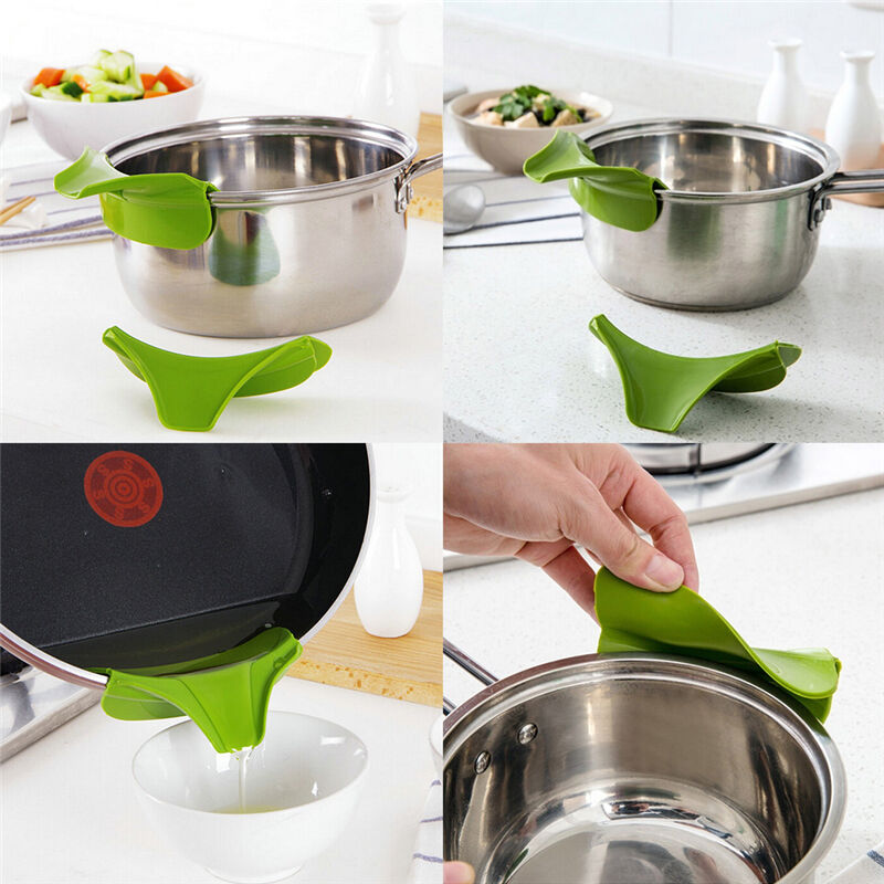 Silicone Slip On Pour Spout Bowls Pots & Pans,Drip Free Easy Pouring Kitch.l8