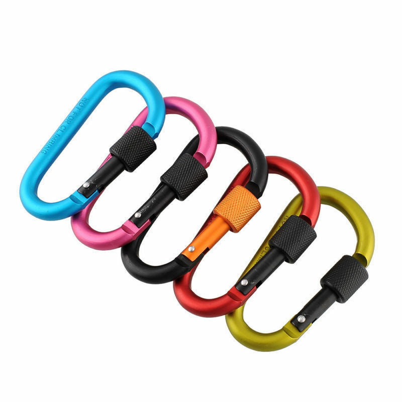 5PCS/ Set Aluminum Carabiner Keyring D-Ring Key Chain Clip Snap Hook Karabiners