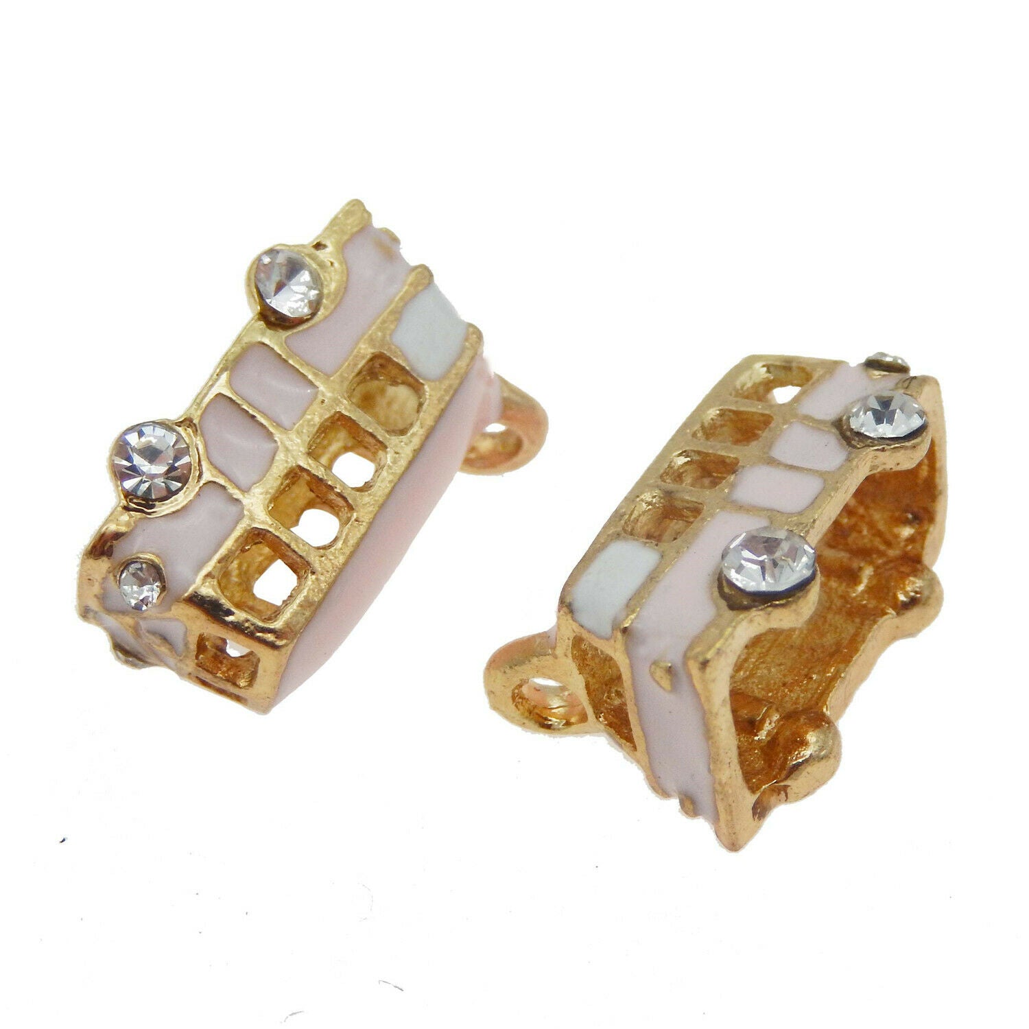 4 pcs Pink Color Enamel Plated Bus Charm Pendant Findings 19x12x10 mm #53403