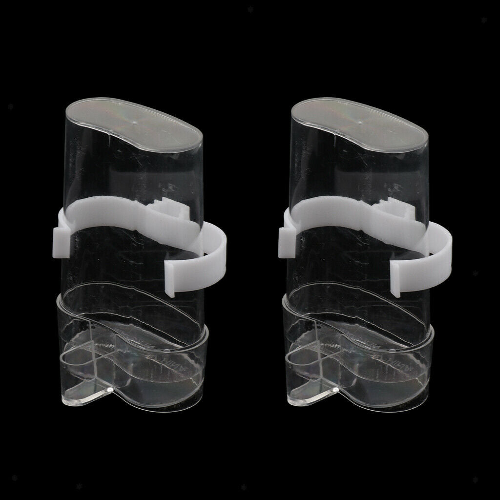 2x Plastic Bird Pet Water Drinker Food Feeder for Lovebirds Budgie Parrot