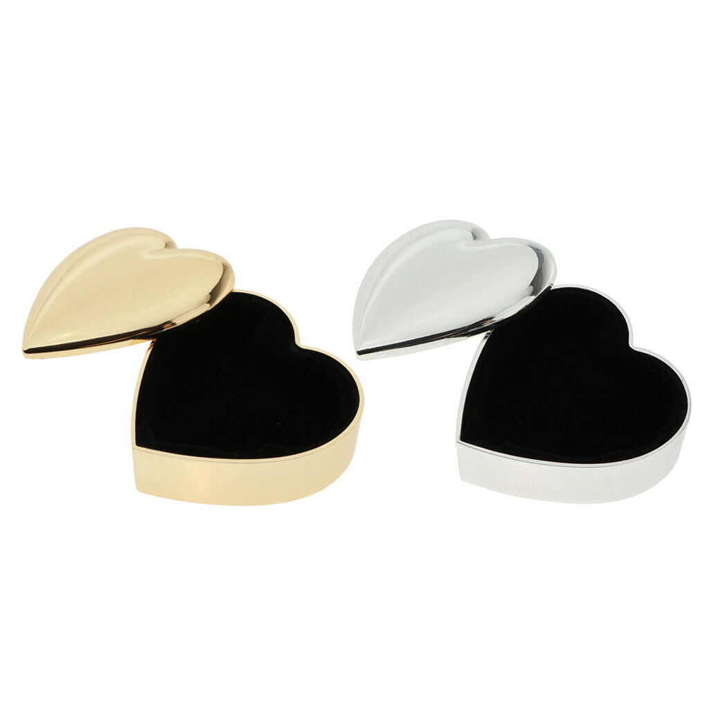 2x Luxury Heart Gift Box Couple Ring Box Pendant Trinket Jewelry Box Holder