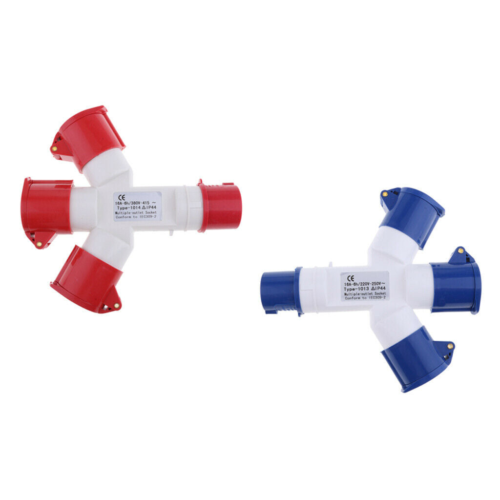 380V 16A Plug Socket Weatherproof IP44 3P+E Red+220-250V 16A IP44 2P+E Blue