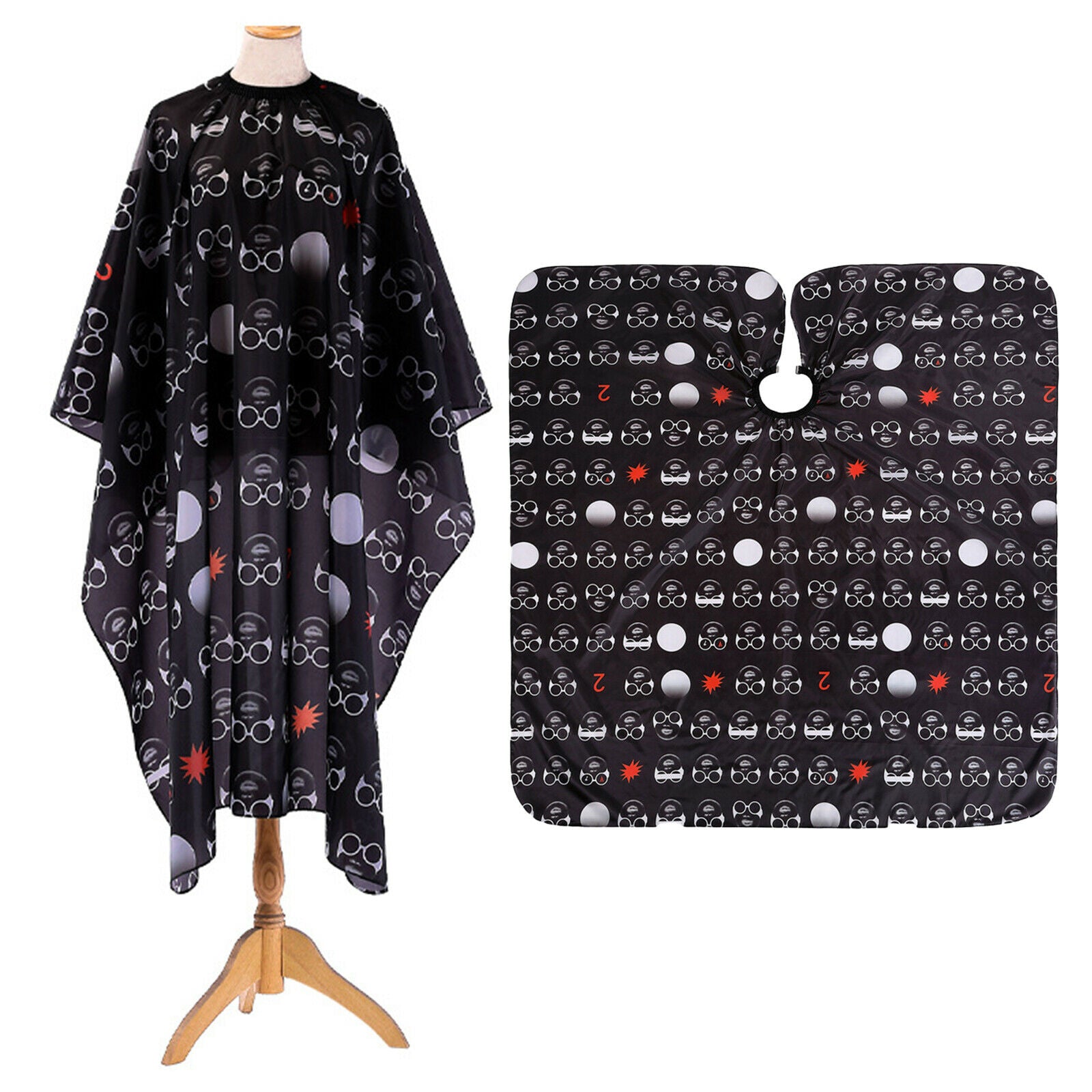 160x140cm Hair Cutting Styling Cape Cloth Glasses Print with Snap for Adults