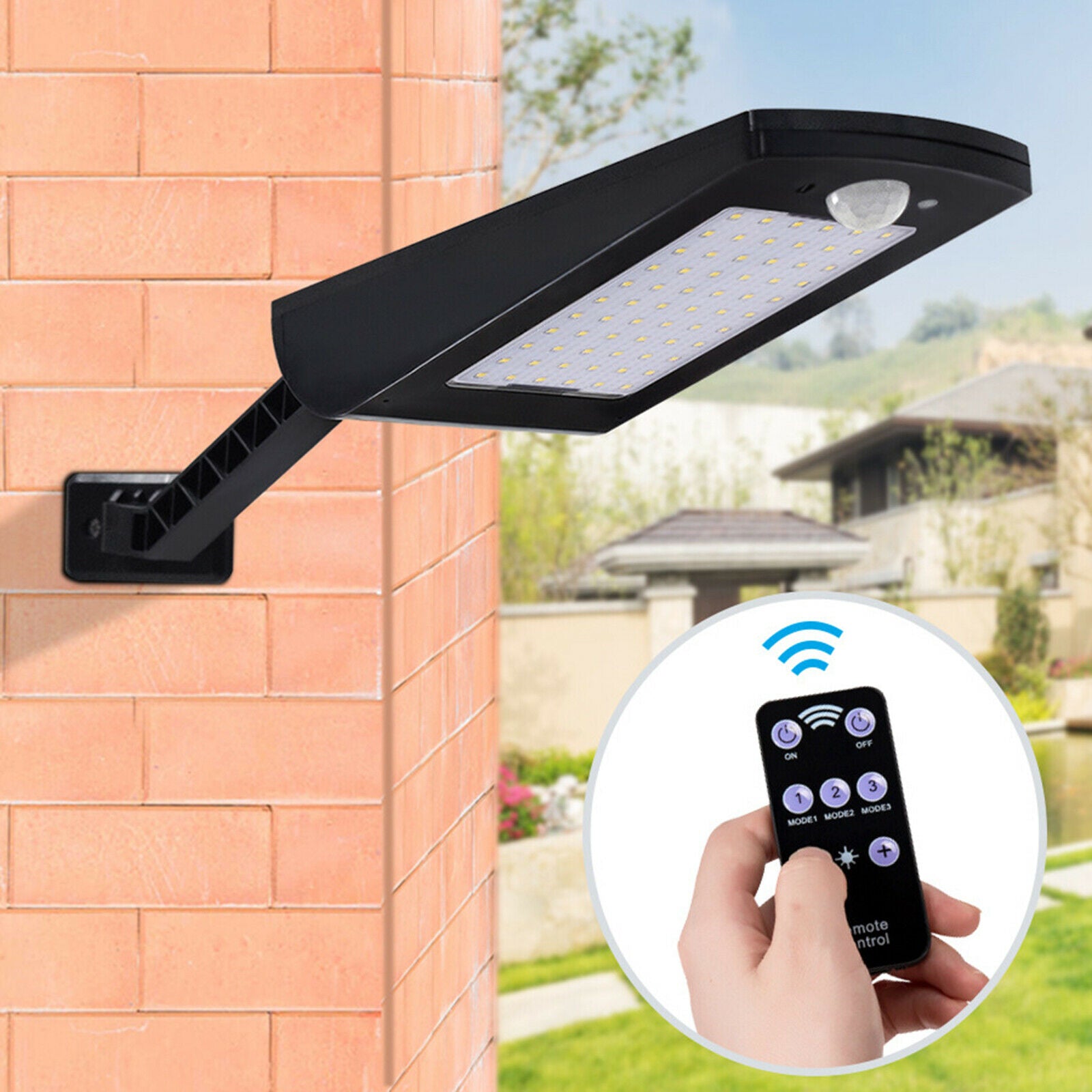 Solar Street Wall Light Motion Sensor Garden IP65 Lamp Light Remote Control