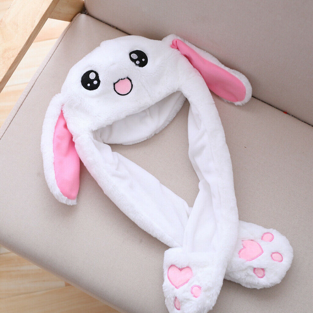 Rabbit Hat Ear Moving Jumping Hat Funny Bunny Plush Hat   for Women Girls