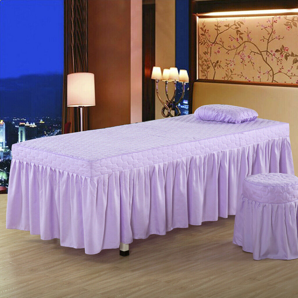 Massage Table Skirt Beauty Bed Cover Valance Sheet  Light Purple