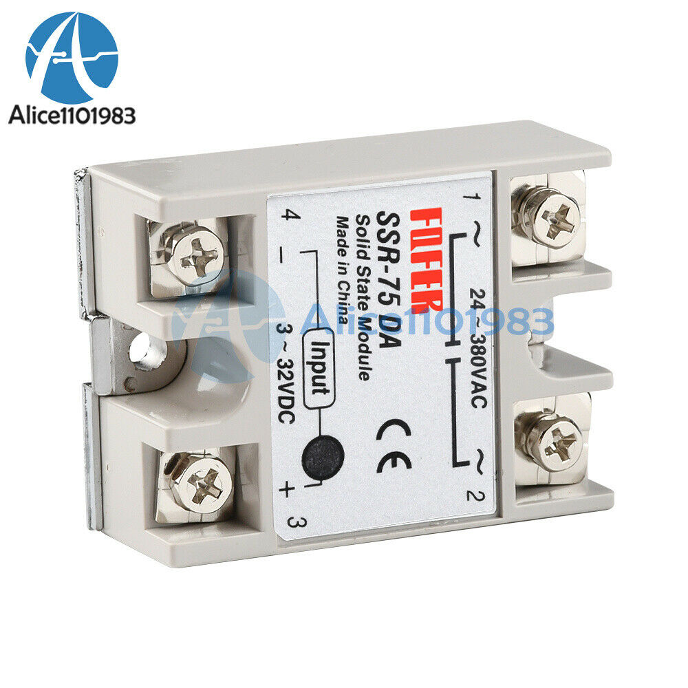 75A 250V SSR-75 DA Solid State Relay Module SSR-75DA 3-32V DC To AC 24V-380V
