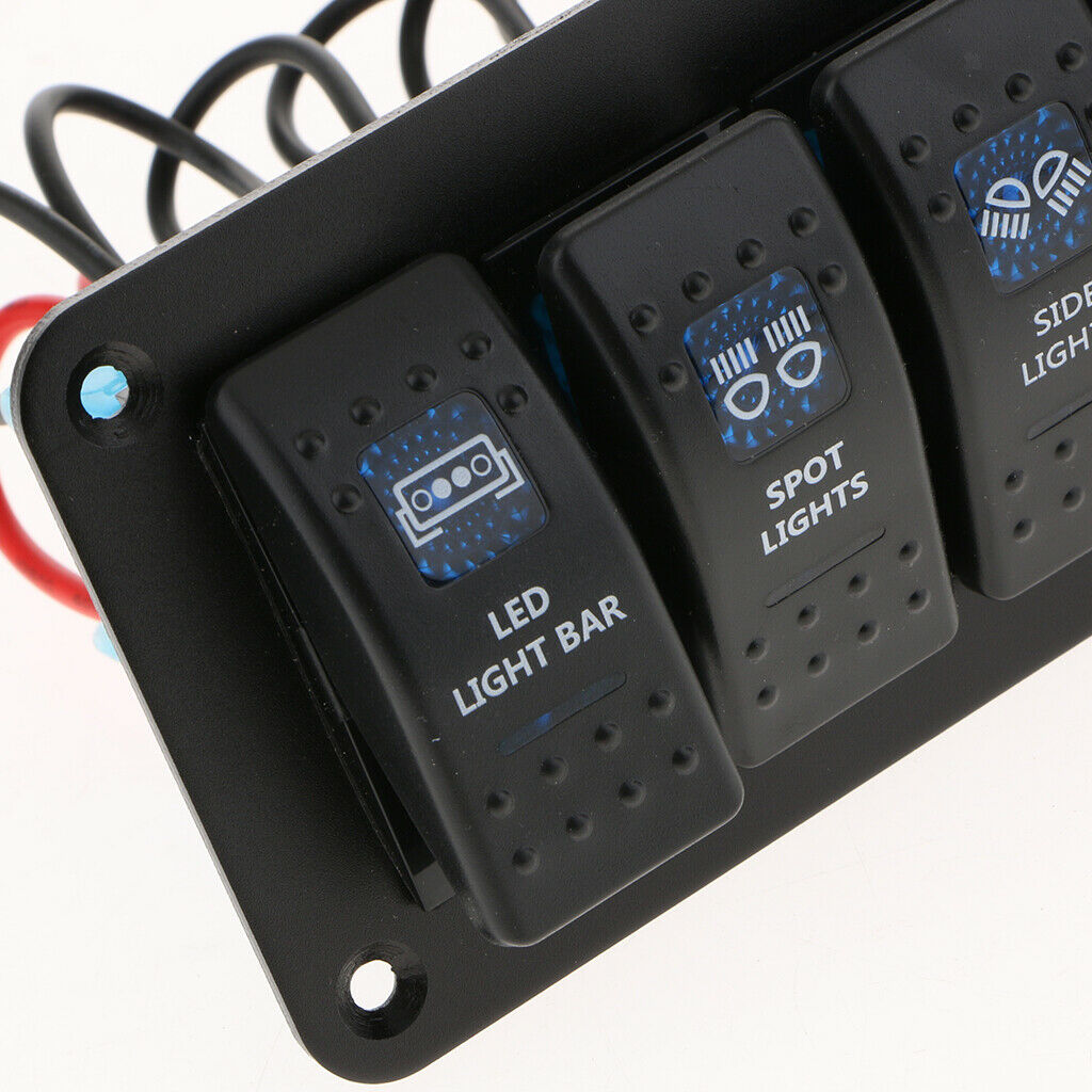 6 Gang Rocker Resetting Switch Panel 12/24V Circuit Breaker Car Marine Boat