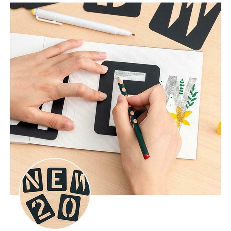 42pcs English Alphanumeric Symbol Hollow Template Letter Stencils Painting Molds