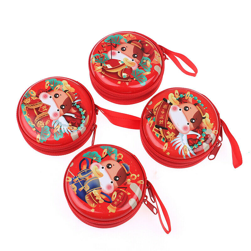 1PC Ox Happy new  year Earphone Organizer Box Small Coin Pocket Gift Coin.l8