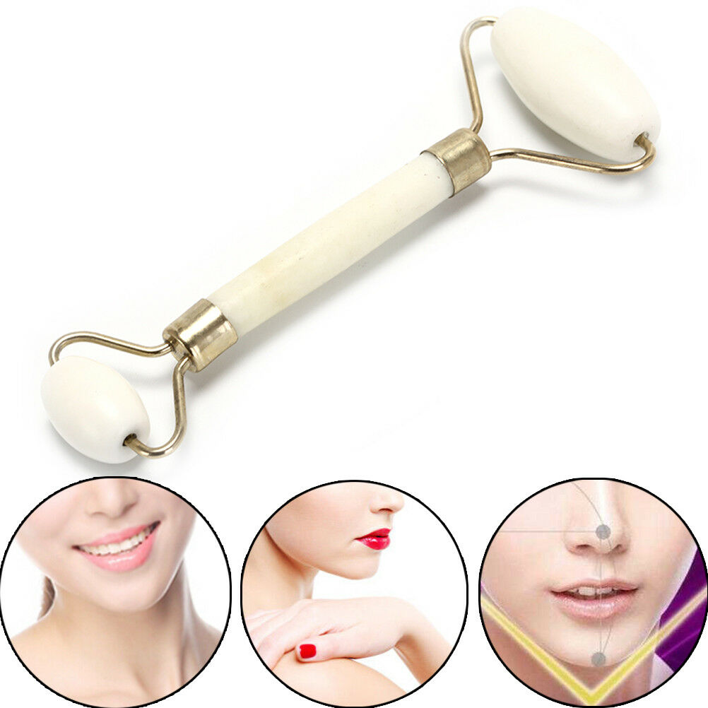 1x Natural Jade Stone Massager Roller Spa Head Neck Body Facial Beauty Tool A DD