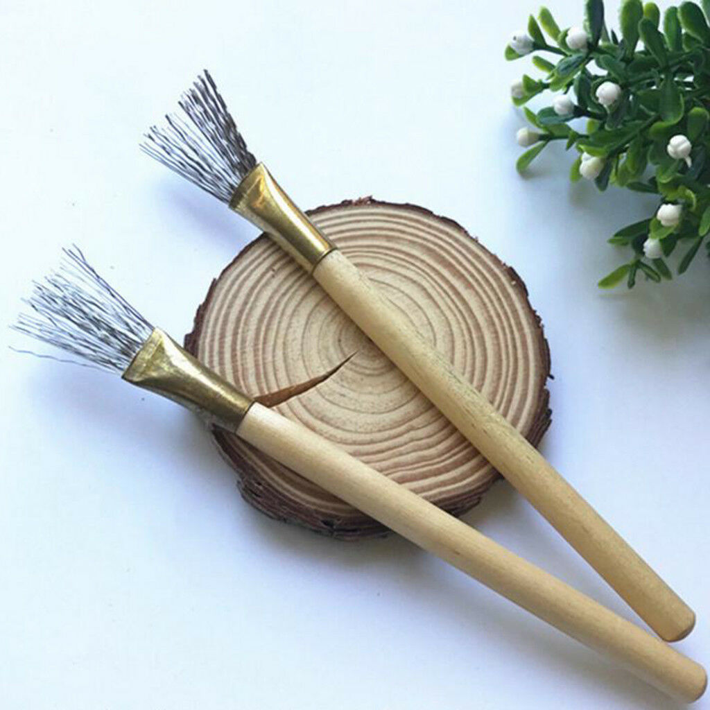Wooden Handle Feather Wire Texture Tool for Clay Sculpting Modeling 165x23mm