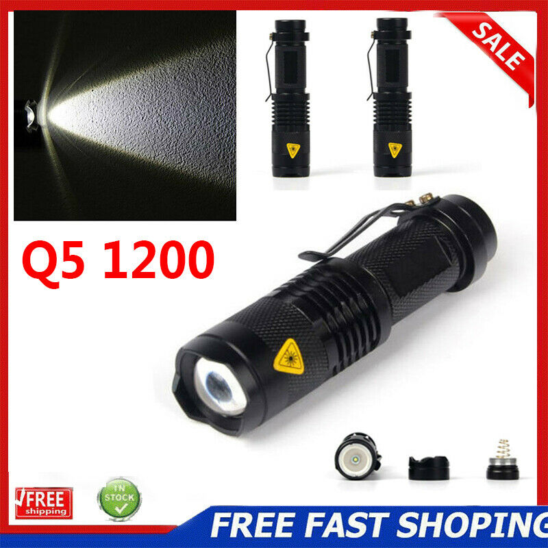Super Bright CREE Q5 1200 Lumen 14500 ZOOMABLE LED Flashlight Torch Lamp Lights
