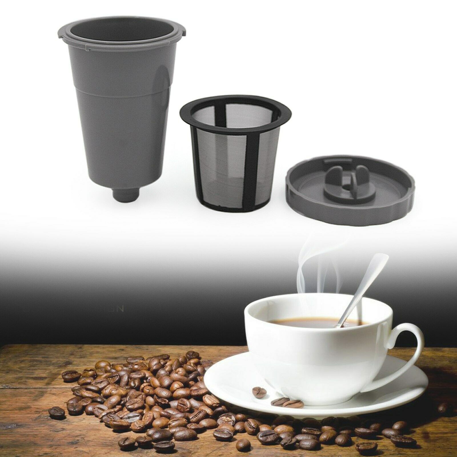 1 Set Reusable Coffee K-Cup Replacement Filter Refillable Holder CA