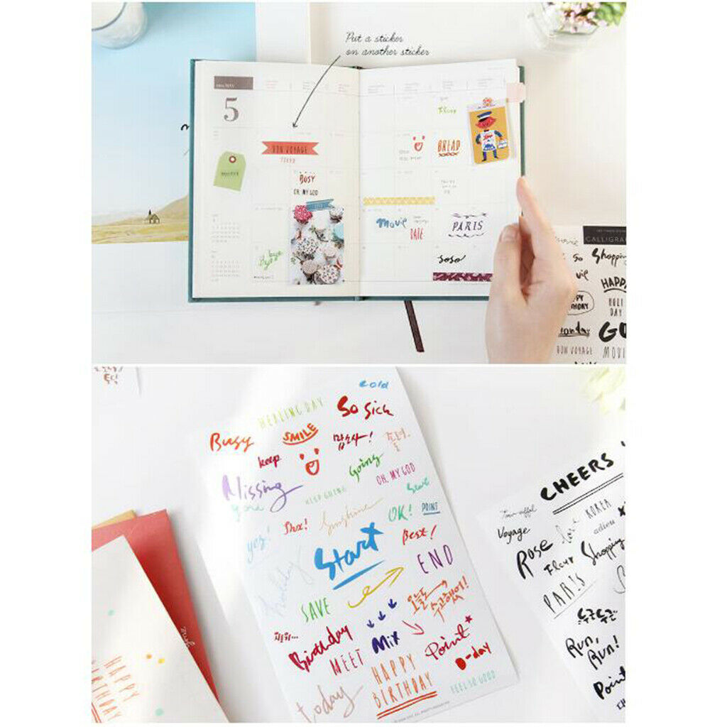 24x Journal Stickers Set PVC Planner DIY Drawing Decals Diary Decorations