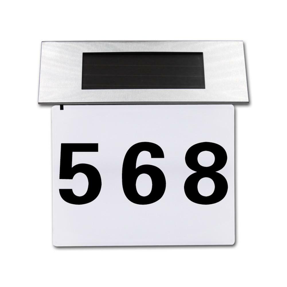LED Solar Power Number Doorplate Light Outdoor House Signs Wall Lamp Waterproof