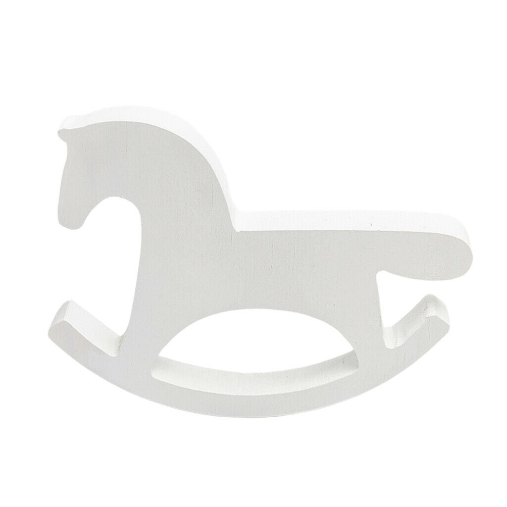 Pine Wood Rocking Horses f/ Home Bedroom Tabletop Xmas Decor White