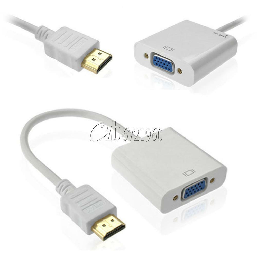 White 1080P PC DVD HDTV HDMI Male to VGA Female Converter Adapter Cable