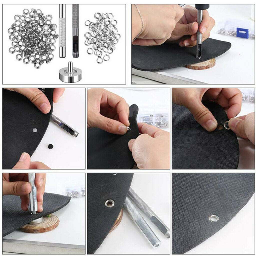 100 Sets Grommet Setting Tool & Storage Box Eyelet Kit for Canvas Leather