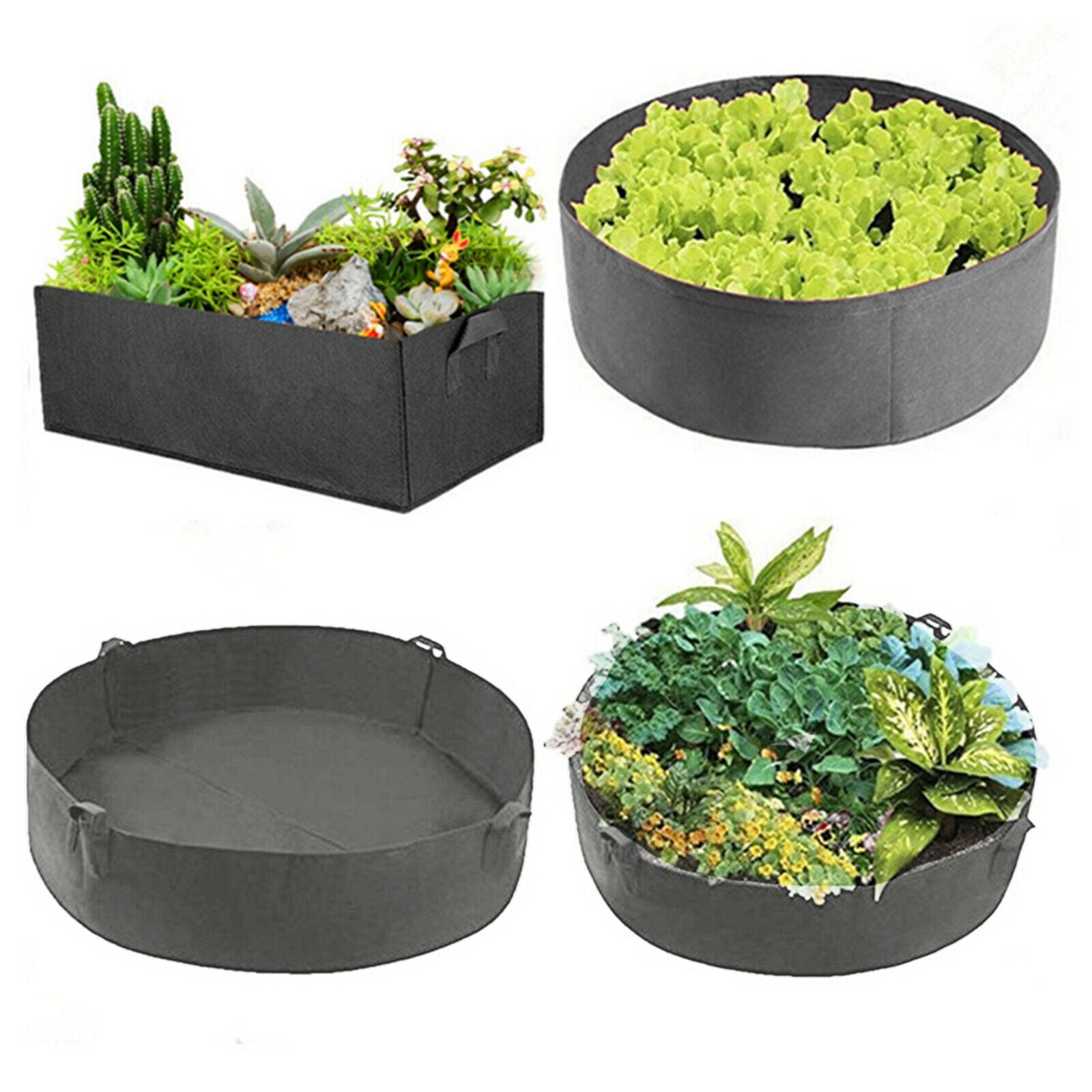 Fabric Raised Bed Garden Tomato Potato Grow Bag Indoor/Outdoor Gray_130x30cm